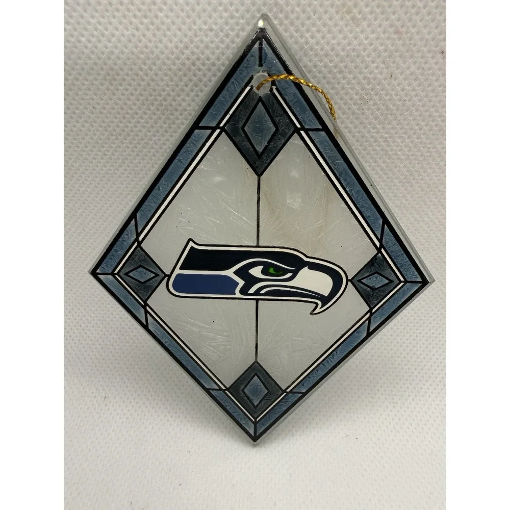 NFL Seattle Seahawks Art-Glass Diamond Shape Ornament